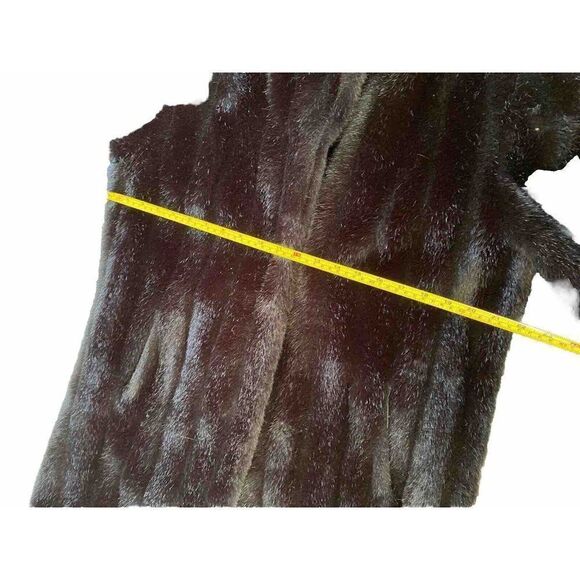 Vintage Womens Coat Faux Fur Mid Length Scalloped Edge Large Pocketed Black - Picture 7 of 10